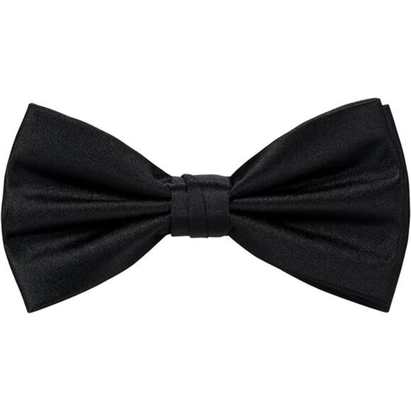 5pcs Tie Set in Gift BOX WHITE OR BLACK: Solid Color Necktie, Satin Bow Tie - Picture 4 of 7